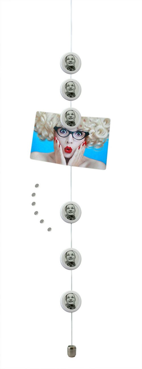 Trendfinding Photo Rope Steel Rope with 6 Modern Magnetic Frames, White, 153 cm