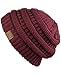 C.C Trendy Warm Chunky Soft Stretch Cable Knit Beanie Skully, Maroon