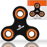 Black Fidget Spinner EDC for Stress, Focus, Spinning Fidgeting and Anxiety Toy for Adults and Children with ADHD, OCD, Hyperactivity Tri-Spinning Hybrid Si3N4 Ceramic Bearings, Orange and Black