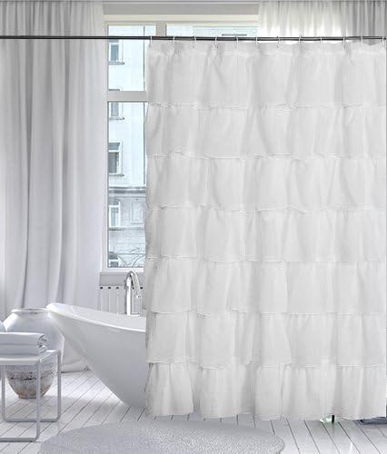 Lorraine Home Fashions 08383-SC-00001 Gypsy Shower Curtain, White, 70" x 72"