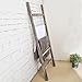MyGift 5-Tier Blanket Ladder, 48 Inch Wooden Quilt Towel Holder Rack, Decorative Ladder Shelf for Living Room Bathroom Home Decor, Easy Assembly, Rustic Farmhouse Torched Wood