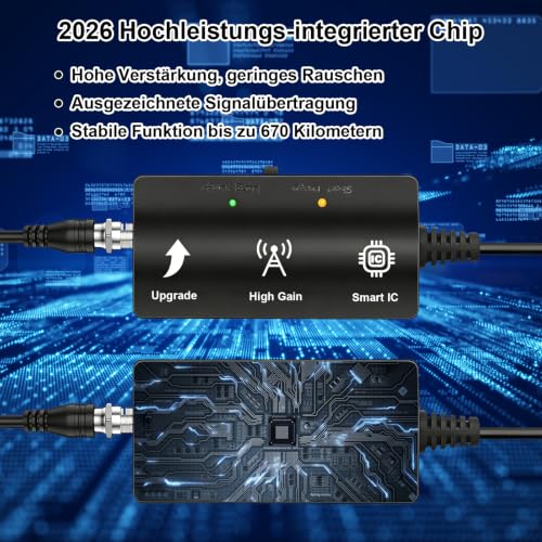 DVB-T2 Antenna with Powerful Amplifier, Digital Terrestrial TV Antenna Internal External Magnetic Base, 4K Full HD Without Parable, 5 m Cable Compatible DVB-T/DVB-T2