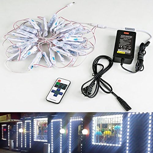 Odlamp 50pcs 27ft 3 Led Injection Modules White Dimmeable Waterproof Strorefront Window Advertising Light With Mini RF Remote Dimmer and 12V 6A Power Supply For Outdoor Indoor
