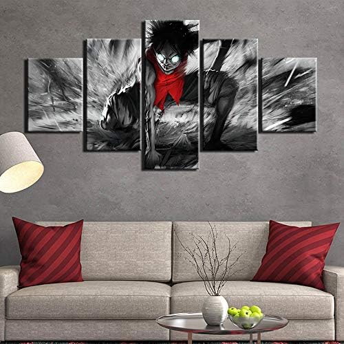 hanmuchen Prints On Canvas Modular Printed 5 Pieces One Piece Anime Canvas Painting Home Decor Wall Art Picture For Living Room Posters And Prints Artwork-Frame