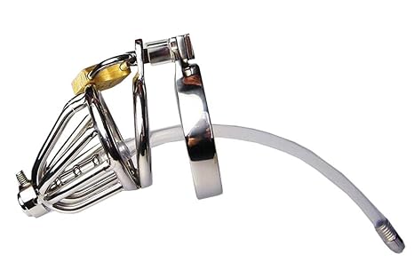 Mit Dilator Peniskäfig Keuschheitskäfig Cockcage Male chastity device aus stabilem Stahl mit Schloß für BDSM Liebhaber Größe 