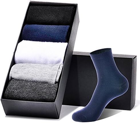 BILONG 5 Pair Men Formal Dress Trouser Socks Mid Calf Cotton Blend