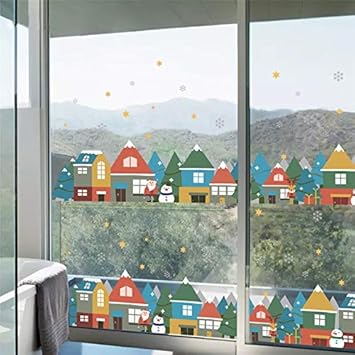 Qtyue Navidad Invierno Nieve Ciudad Casa Etiqueta De La Pared