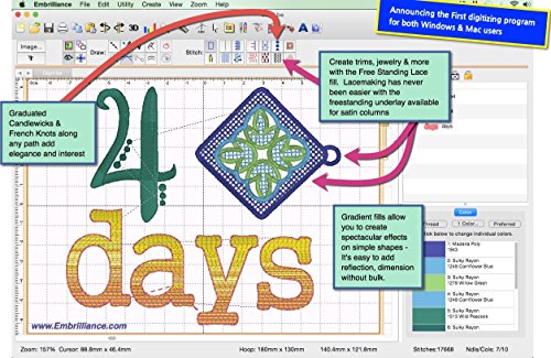 Embrilliance StitchArtist Level 2 Digitizing Embroidery Software for MAC & PC