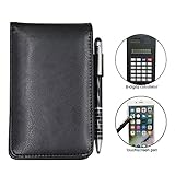 Pocket Notebooks Mini Small Memo Pads with Calculator 8-Digits Counter, Metal Touch Screen Ballpoint Pen Capacitor for Smart Phone, A7 Note Pads with Counters for Business