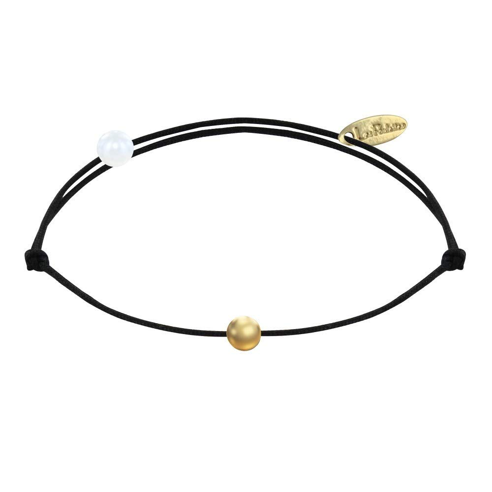 LES POULETTES BIJOUX - Bracelet Link Small Gold Plated Pearls - Classics - Black — image 1