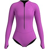 KMT Wetsuit for Women, Womens Long Sleeve Shorty Wet Suits 2mm Front Zipper Springsuit Surfing Surf-wear Diving Swimming Scuba One Piece