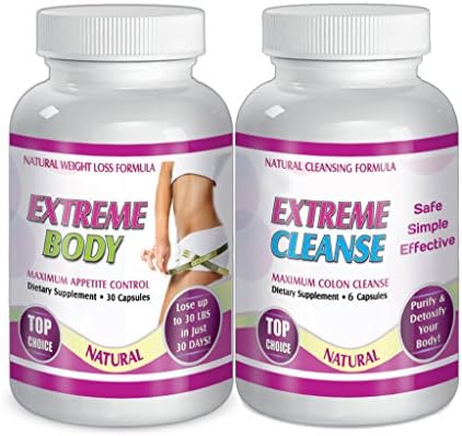 Extreme Cleanse and Body Control Dietary supplements total of 120 Capsules Dietary supplement for 30 days, Control Your Appetite, NATURAL CLEANSING FORMULA