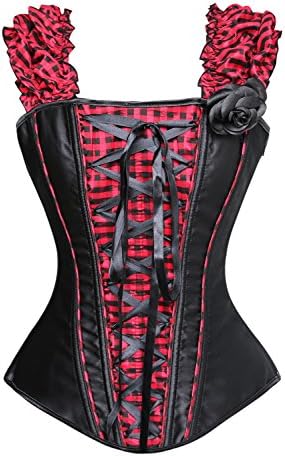 Lusiya Women's Elegant Chic Lace-up Puff Sleeve Satin Paid Outerwear Corset