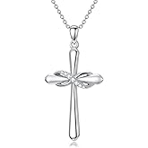 LEECCI Cross Necklaces for Women 925 Sterling Silver Infinity Necklace Pendant Birthstone Infinity Cross Jewelry for Women