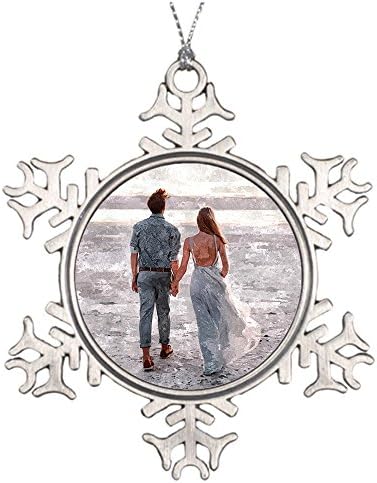 XASAN Decorative Hanging Our First Christmas as Mr &amp; Mrs Custom Picture Pewter Snowflake Christmas Ornament,3 Inches