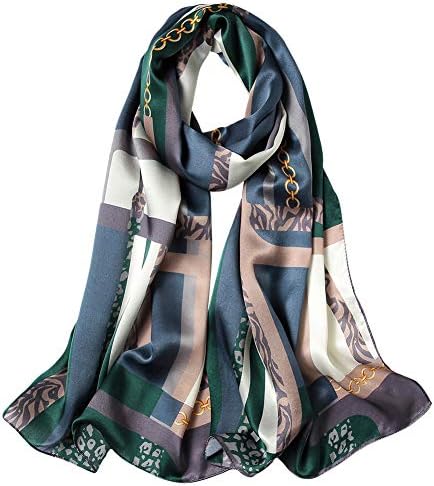 Womens 100% Mulberry Silk Lightweight Sunscreen Shawls,GSFZ-103 Lady Silk Chain Pattern Scarfs