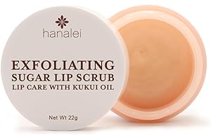 Hanalei Vegan Sugar Lip Scrub Exfoliator - Hawaiian Cane Sugar, Kukui Oil & Shea Butter for Smooth, Hydrated Lips - Natural, Cruelty-Free Lip Care, Removes Dry Skin, Moisturizes & Softens (22g)