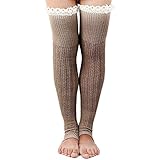 LILBETTER Crochet Lace Trim Cotton Knit Leg Warmers Boot Socks