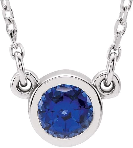 Amazon Co Jp スターリングシルバー 4mm 0 37 Ctw ラウンドイミテーションブルーサファイア 16インチペンダントネックレス ジュエリー