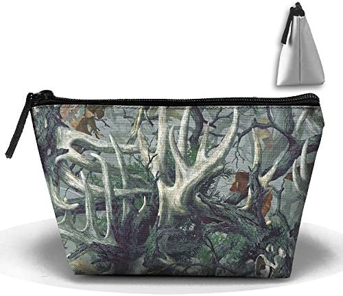 Realistic Deer Skull Camouflage Print Pattern Toiletry Bag-Portable Travel Organizer Cosmetic Make Up Bag Case For Women Men Shaving Kit With Hanging Hook