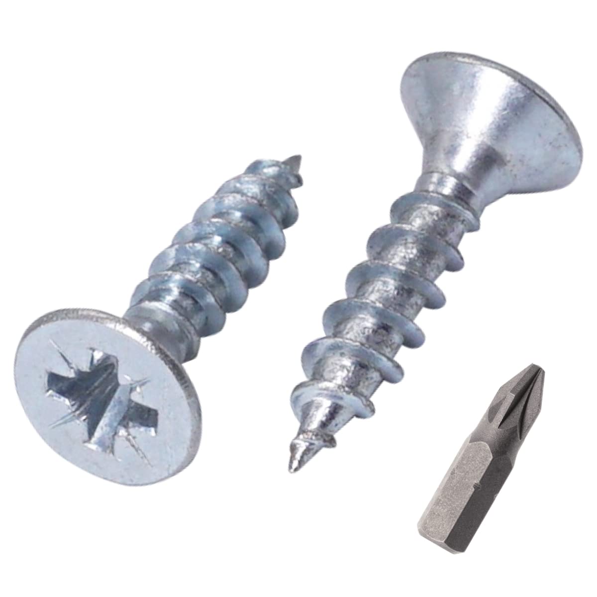 SKIR'CO (Pack of 100 pcs) Zinc Plated Steel 4.5 x 20 mm Silver Wood Screws, Pozidriv Countersunk Head, Chipboard Screws, PZ Fully Threaded (100, 4.5 x 20 mm)