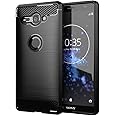 HTXWXJC Case for Sony Xperia XZ2 Compact Case, H8324, H8314, SO-05K Case, Slim Thin Carbon Fiber TPU Rubber Protective Cases Anti-Scratch Shockproof Cover for Sony Xperia XZ2 Compact Black