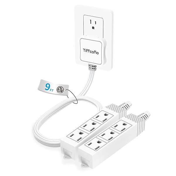 TIFFCOFIO 3 PRONG FLAT PLUG OUTLET STRIP, 18...