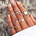 FINETOO 9 PCS Simple Stainless Steel Knuckle Midi Ring Set Crystal for Women/Girl Silver CZ Finger Stackable Rings Set Jewelry Friendship