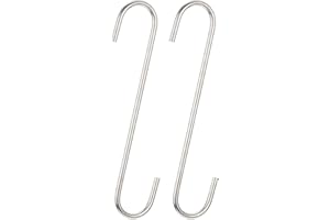 uxcell S Hanging Hooks, 8inch(200mm) Extra Long Steel Hanger, Indoor Outdoor Uses for Garden, Bathroom, Closet, Workshop, Kit