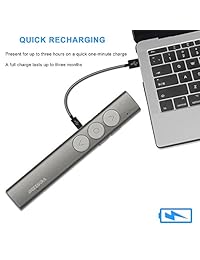 Presentario inalámbrico V9, 2,4 GHz RF de hasta 100 pies de alcance profesional presentación Remoto recargable, Compatibilidad universal, intuitivo Táctil Teclas para Control de Presentación de Diapositivas con puntero láser rojo