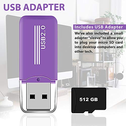 SCORDERS 512 GB Micro SD Card with Adapter (Class 10 Speed) Memory Storage for Cameras, Tablets