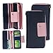 Weeno WN01QB005A, Women's Multi-Card Wallet Clutch Purse Two Fold Long Zipper Organizer Card Holder, Dark Blue