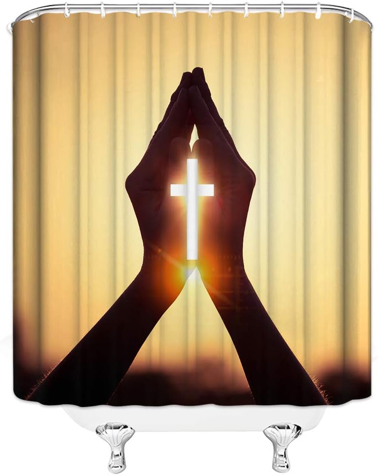 AMNYSF Christian Shower Curtain Christian Cross with