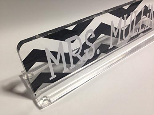 Personalized Acrylic Desk Name Plate, Desk Name Plate, Name Plate, Black Chevron