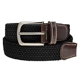 DG Hill Unisex Elastic Woven Stretch Braided Belt,Large fits waist sizes (36-40),Black
