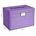 SONGMICS Girls Jewelry Box Lockable Jewelry Case Purple Textured Organizer UJBC133
