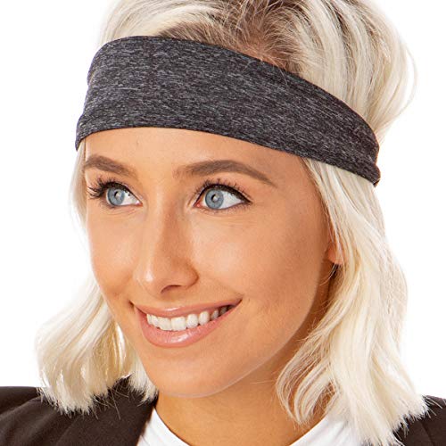 Hipsy Adjustable & Stretchy Xflex Wide Headbands for Women & Girls Gift Pack (3pk Black/Floral/Charcoal Xflex) - Thumbnail 2