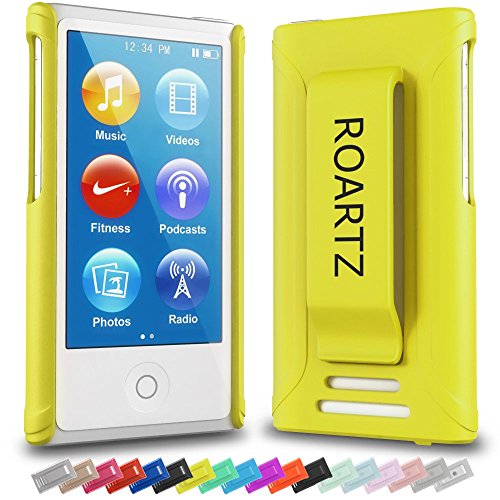 iPod Nano 7 Case, Roartz Yellow Ultra Slim Fit Case Premium Rubber Cover Belt Clip Shell For Apple iPod Nano 7 (Latest Generation)