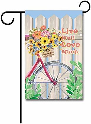 Kafepross Colorful Flowers Decorative Bycical Spring Garden Flag 12.5"X18" Print Both Sides
