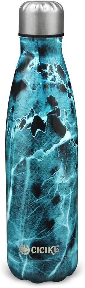 cicike Premium Stainless Steel Insulated Water Bottle for Women, Leak Proof and BPA Free, 17oz/500ml Drinking Double Walled Sport Water Bottle, Water Stay Cold 24 Hours and Hot 12