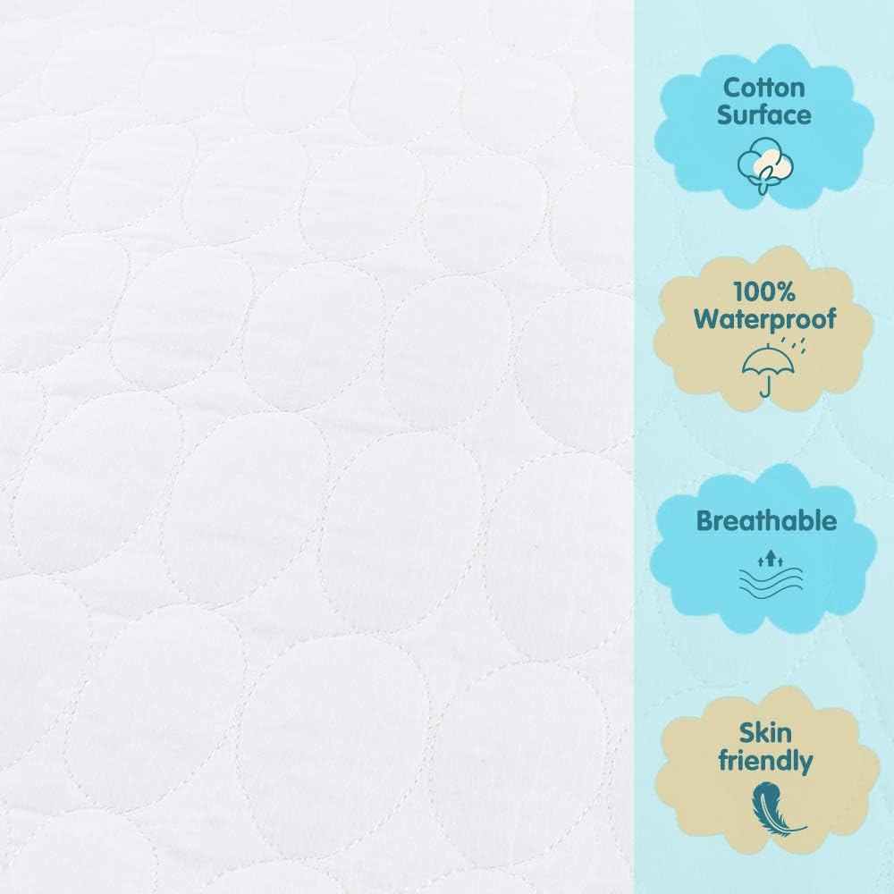 Bamuho Crib Mattress Cotton Pad/Protector,Quilted Waterproof with Highly Absorbent, Fitted for 52" × 28" Standard Crib Mattress: Home & Kitchen