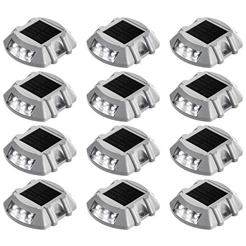 SmarketBuy 12-Pack Solar Dock Lights Weatherproof Wireless Dock Lights Automatically Switch on Bright Solar LED Driveway Lights