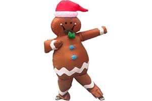 NiSotieb Inflatable Christmas Gingerbread Man Costume Christmas Party Blow Up Costume Outfit for Adult/Chrismtas/