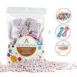 BEADNOVA Letter Beads Set for Jewelry Making Assorted Acrylic White Alphabet Beads Cube with Colorful Beads for DIY Bracelets, Key Chain and Handmade Gift (6mm, 800pcs)
