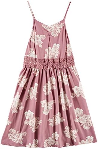 1ST KISS Big Girls Muted Floral Crochet Waist Tank Dress 14-16 Lilac Purple/White