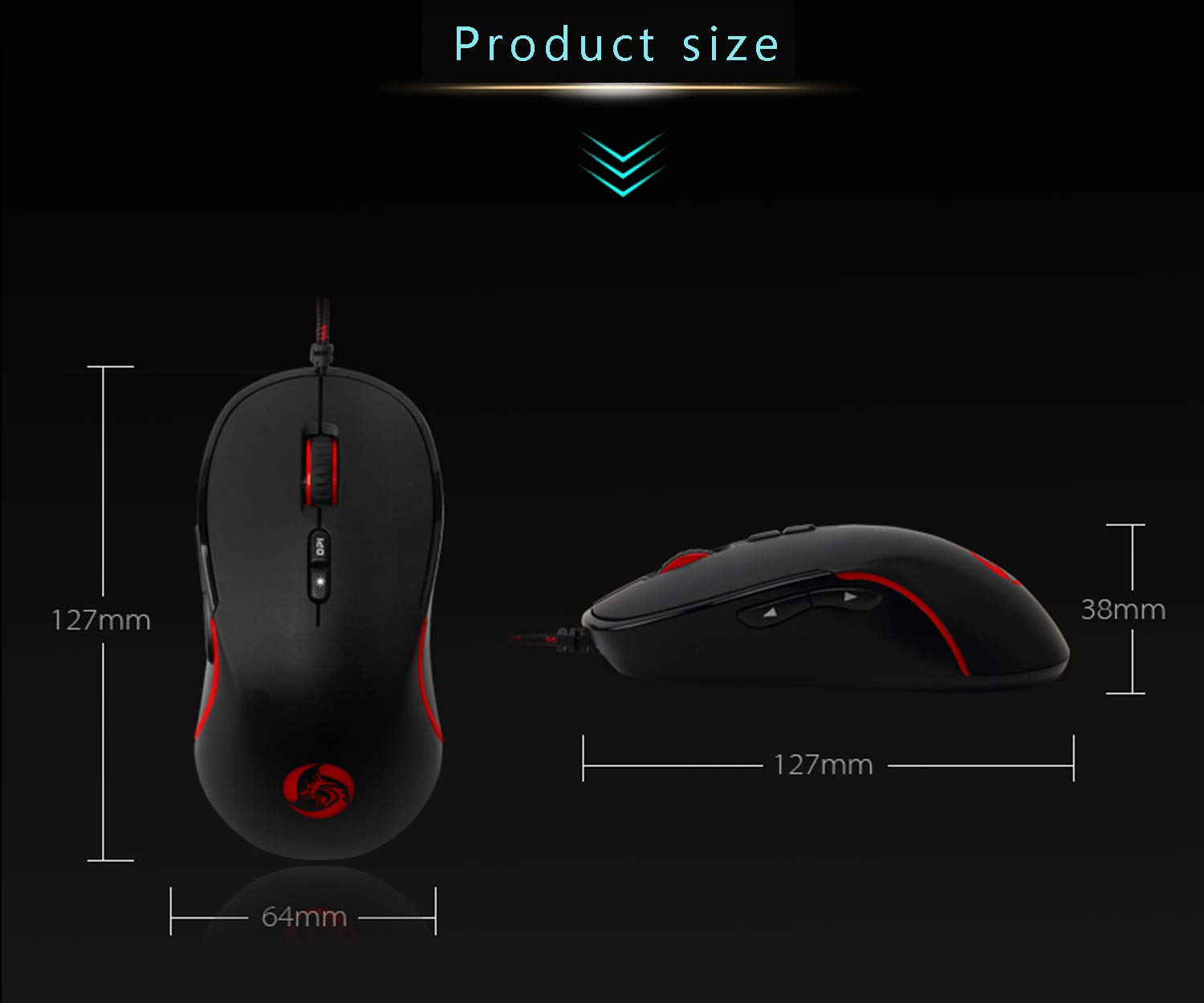 LILONG Gaming Mouse Wired [Metal Base] [Breathing Light] Ergonomic Game USB Computer Mice RGB Gamer Desktop Laptop PC Gaming Mouse, 7 Buttons for Windows 7/8/10/XP Vista Linux, Optical Sensor PMW3050