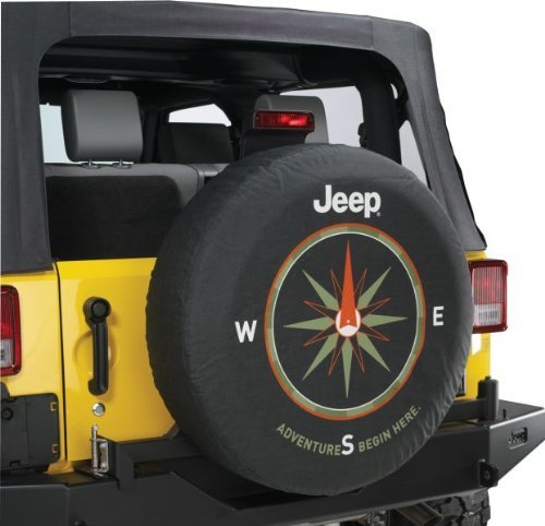 Jeep Wrangler "ADVENTURES BEGIN HERE" Spare Tire Cover 32-33 Inch Mopar OEM