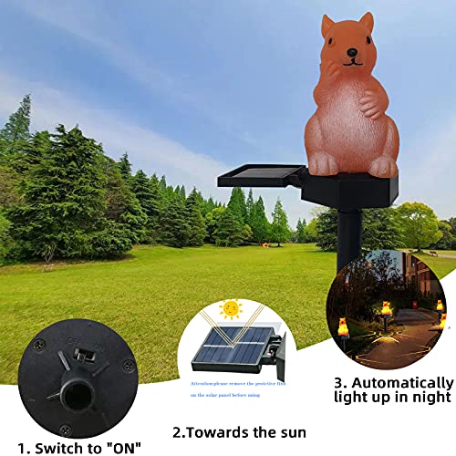 Garden Decor Squirrel Solar Lights Animal Outdoor Decorative Waterproof Solar Stake Light for Outdoor Patio Yard Pathway Porch