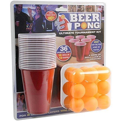 2X 36PC Beer Pong Set in Double Blister Card, Red