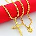 Takyae 2017 Hot Woman Men 24K Gold Necklace & Cross Pendant Cool Men's Jewlery Us056